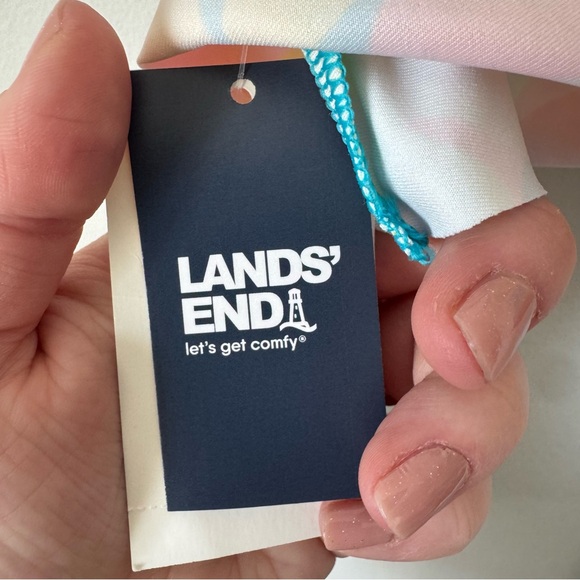 NWT Lands’ End Ruffle UPF 50 Tankini Top Size 6 Turquoise Floral Pink Orange - Picture 9 of 10